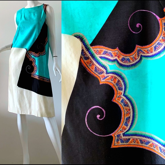 Dries Van Noten Dress Silk Wool Painted 38 - Picture 2 of 5